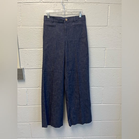 Brooks Brothers NY Denim Wide-Leg High‎ Waisted Trousers Sz. 4 NWT - Picture 2 of 11